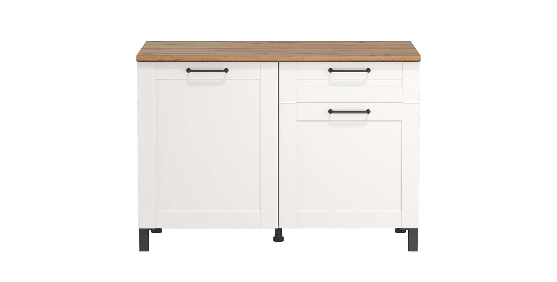 Шкаф Аризона (1200) белый/столешница дуб вотан/ДВПО белый/профиль ПВХ белый О